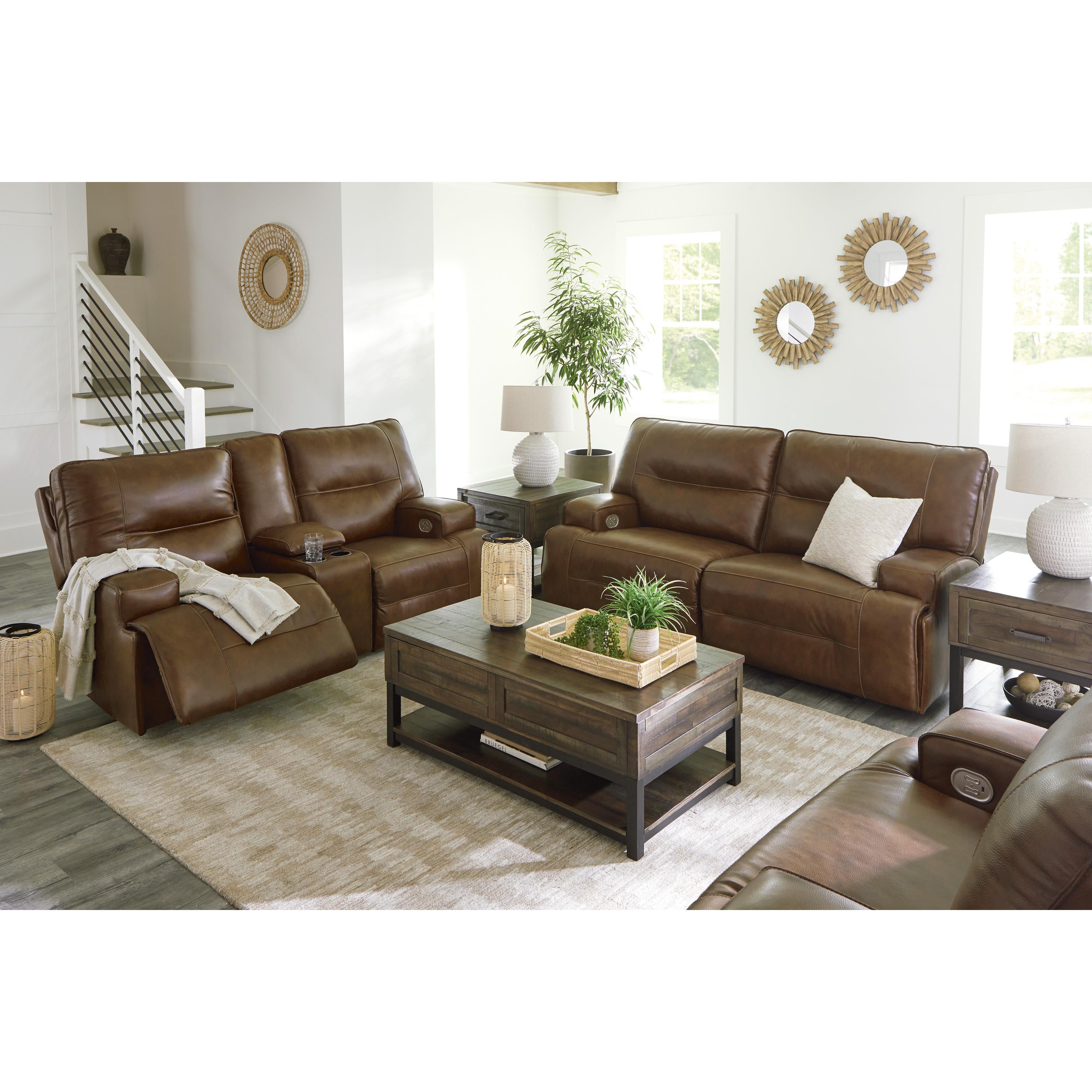 Signature Design by Ashley Francesca Power Reclining Leather Match Loveseat U2570518