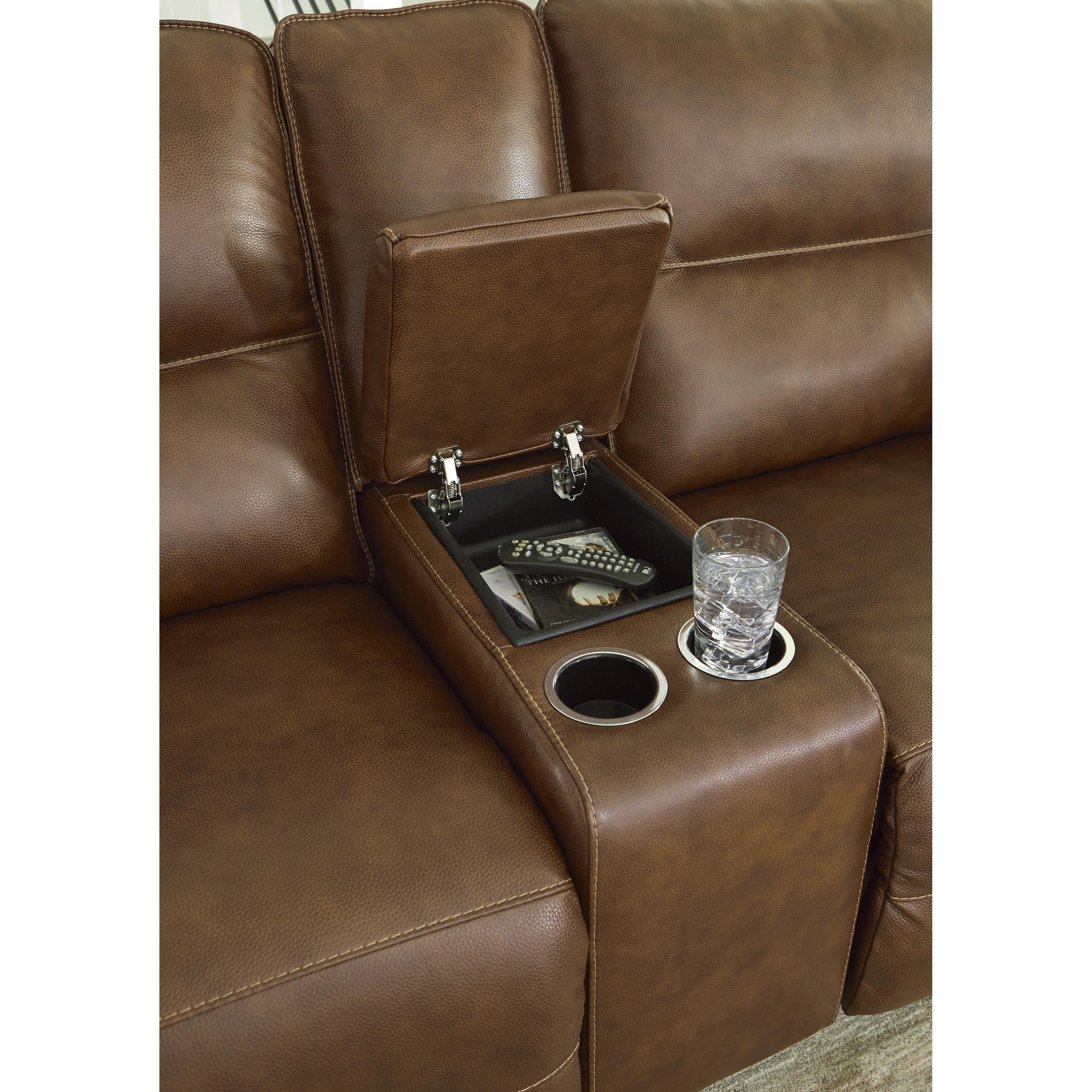 Signature Design by Ashley Francesca Power Reclining Leather Match Loveseat U2570518