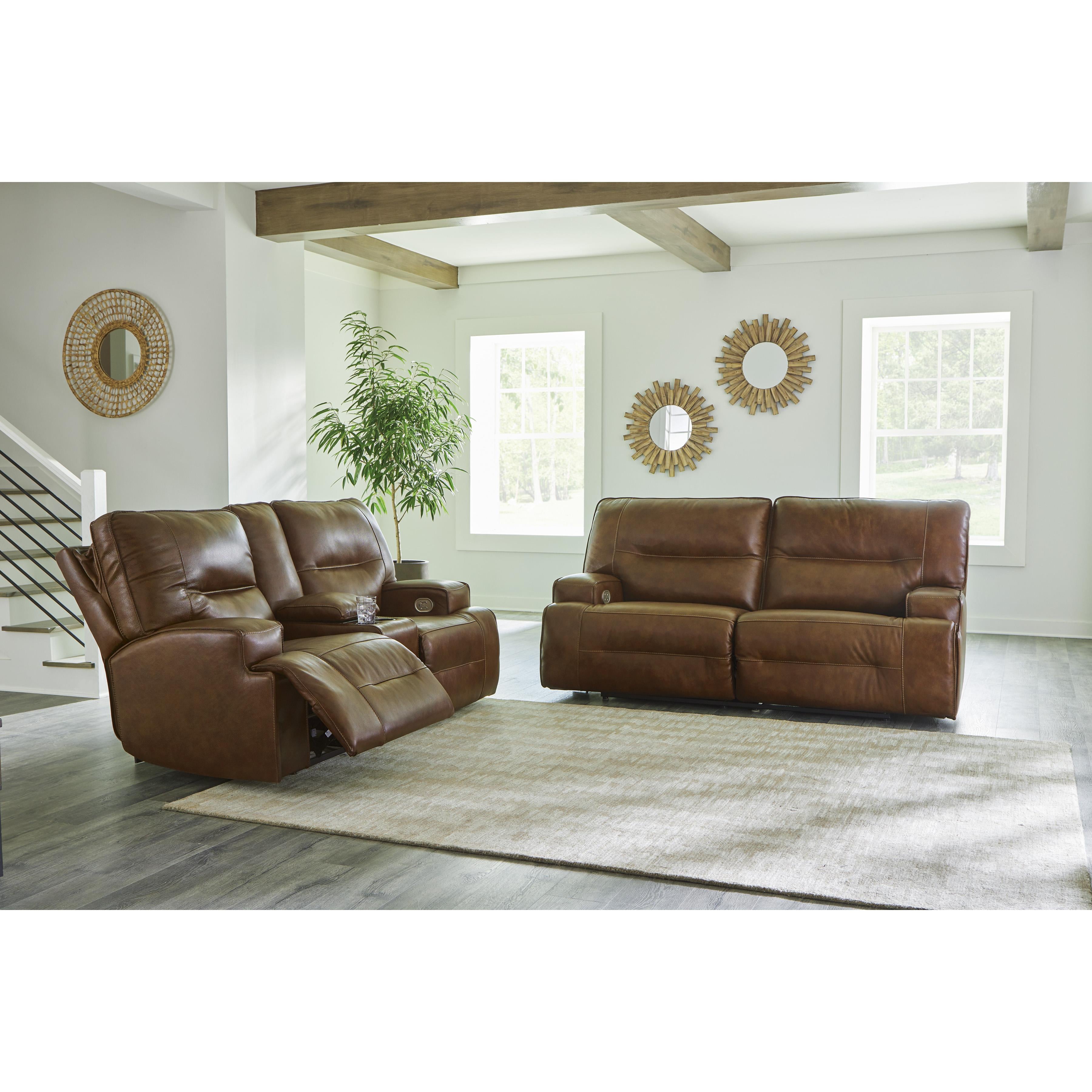 Signature Design by Ashley Francesca Power Reclining Leather Match Loveseat U2570518