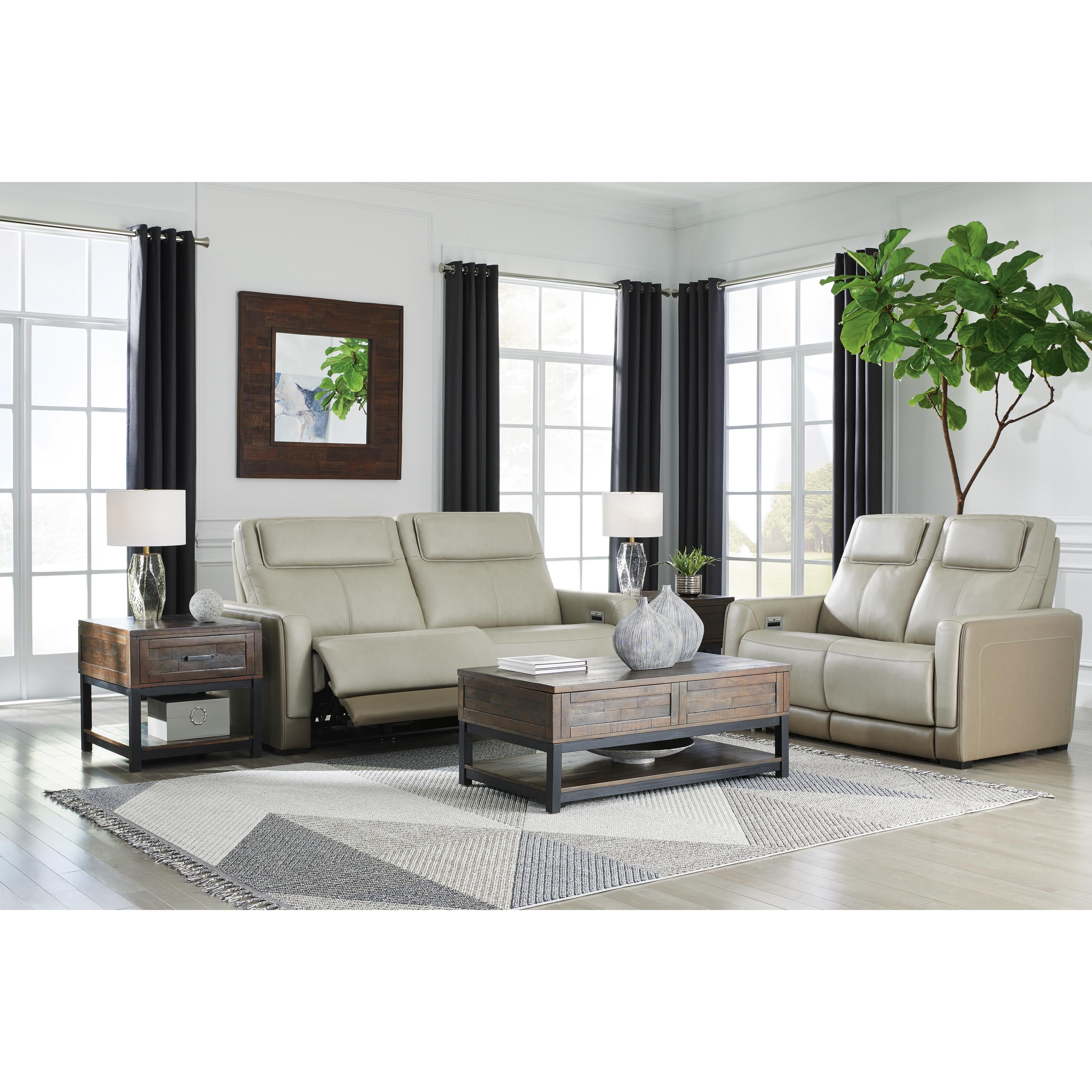 Signature Design by Ashley Battleville Power Reclining Leather Match Loveseat U3070514