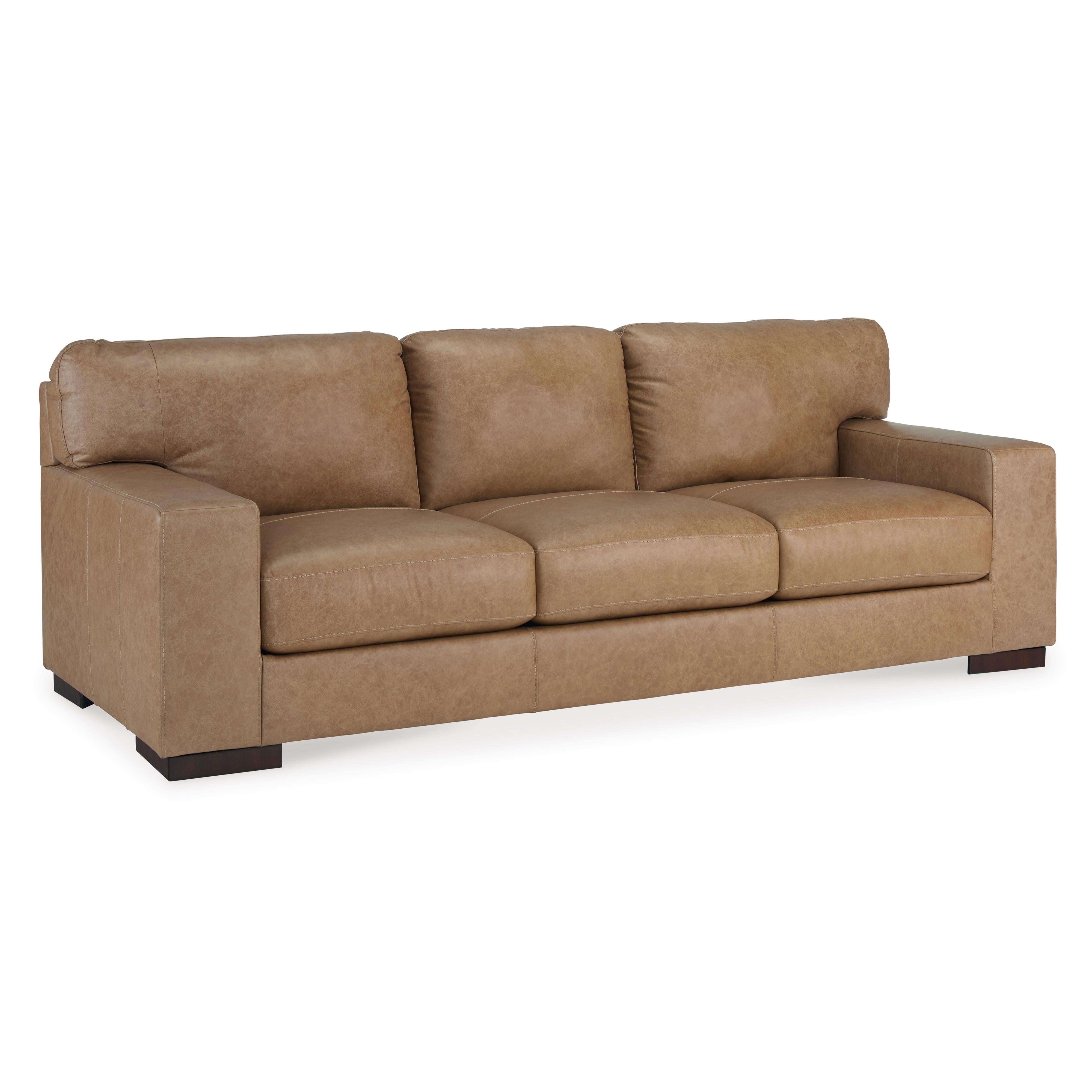 Signature Design by Ashley Lombardia Stationary Leather Match Sofa 573 American Furniture of Slidell