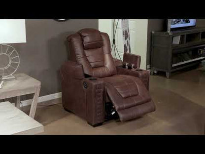 Signature Design by Ashley Owner's Box Power Leather Look Recliner 2450513 EXTERNAL_VIDEO 1